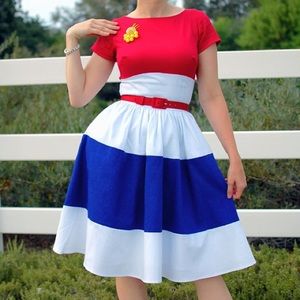 PUG Amanda Dress in Red, white, and blue 2XL